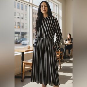 Chic Striped Long Sleeve Dress